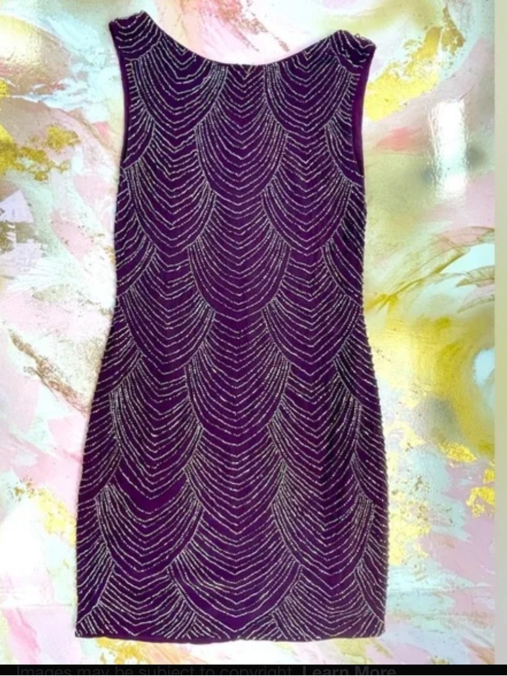 Alice and Olivia Purple Beaded Sleeveless Shift Dress